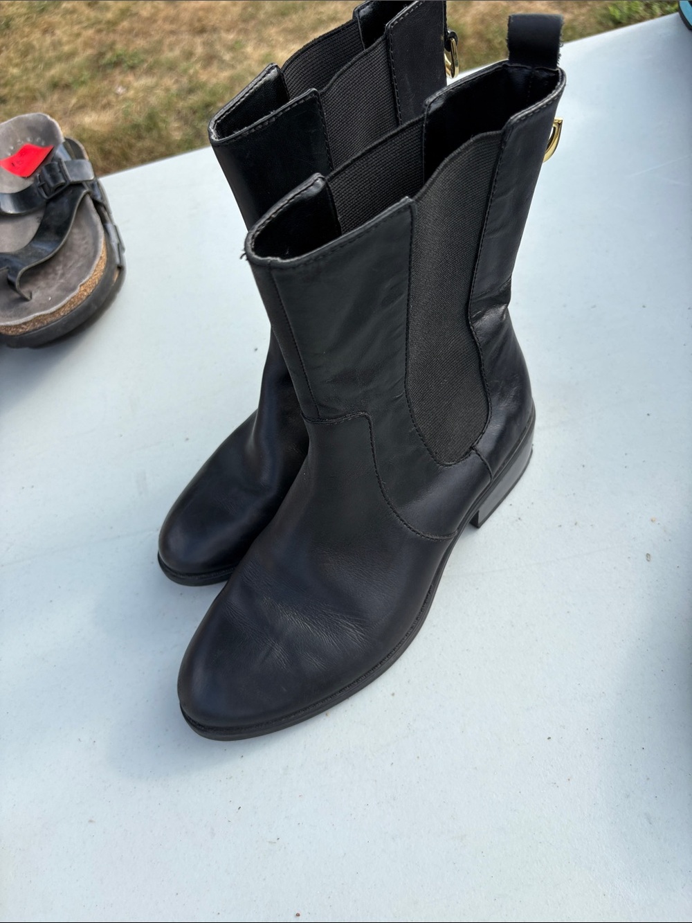 Ralph Lauren Black Leather Chelsea Ankle Boots